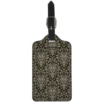 Brown Damask Pattern Print Luggage Tag
