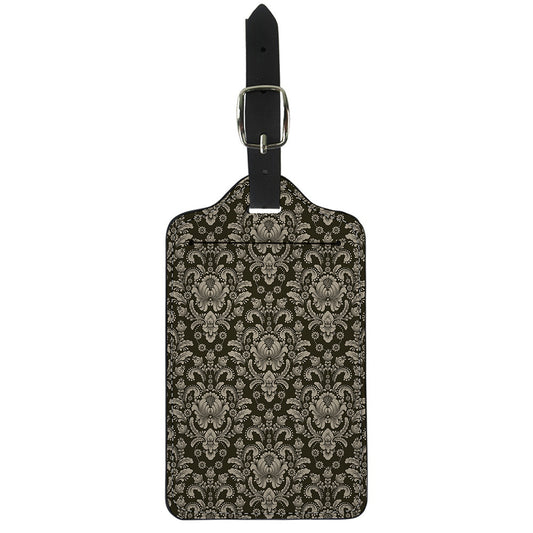 Brown Damask Pattern Print Luggage Tag