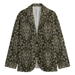 Brown Damask Pattern Print Men's Blazer