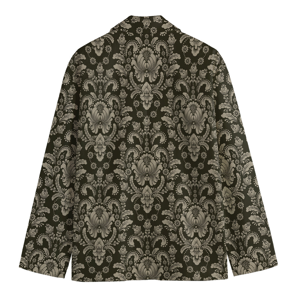 Brown Damask Pattern Print Men's Blazer