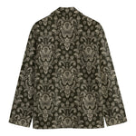 Brown Damask Pattern Print Men's Blazer