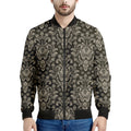 Brown Damask Pattern Print Men's Bomber Jacket