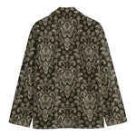 Brown Damask Pattern Print Men's Cotton Blazer