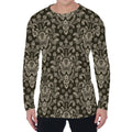Brown Damask Pattern Print Men's Long Sleeve T-Shirt