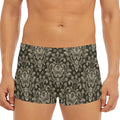 Brown Damask Pattern Print Men's Short Boxer Briefs