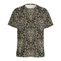 Brown Damask Pattern Print Men's Athletic T-Shirt