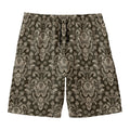 Brown Damask Pattern Print Men's Swim Trunks