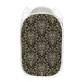 Brown Damask Pattern Print Mesh Laundry Hamper