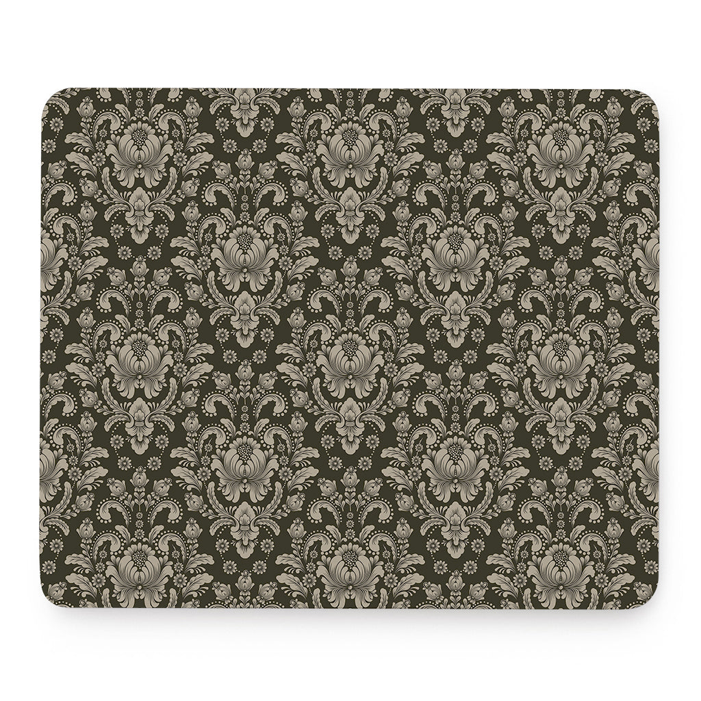 Brown Damask Pattern Print Mouse Pad