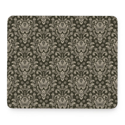 Brown Damask Pattern Print Mouse Pad