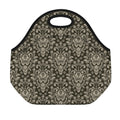 Brown Damask Pattern Print Neoprene Lunch Bag
