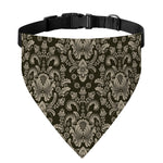 Brown Damask Pattern Print Over The Collar Dog Bandana