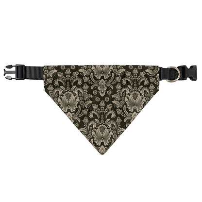 Brown Damask Pattern Print Over The Collar Dog Bandana
