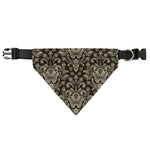 Brown Damask Pattern Print Over The Collar Dog Bandana