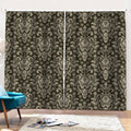 Brown Damask Pattern Print Pencil Pleat Curtains