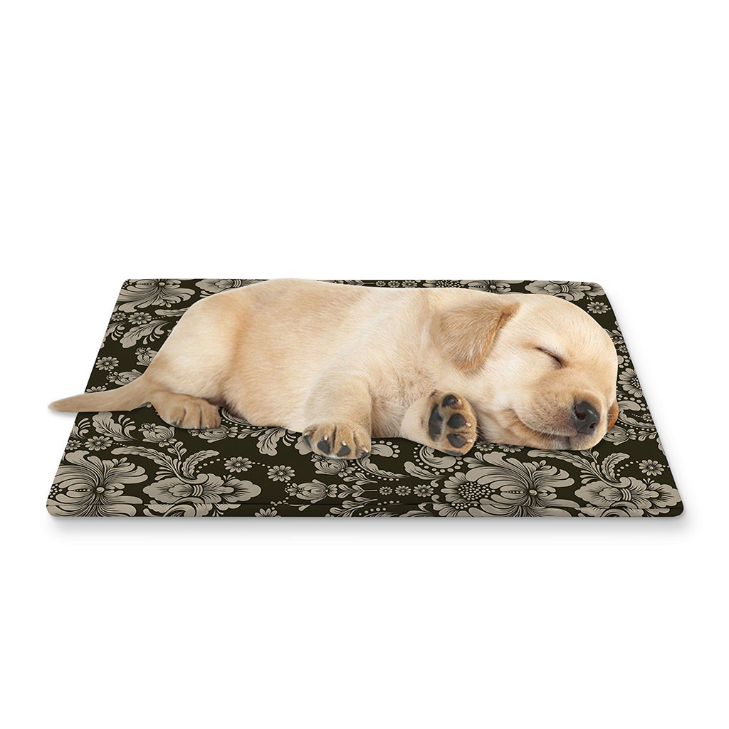 Brown Damask Pattern Print Pet Cooling Mat Cover