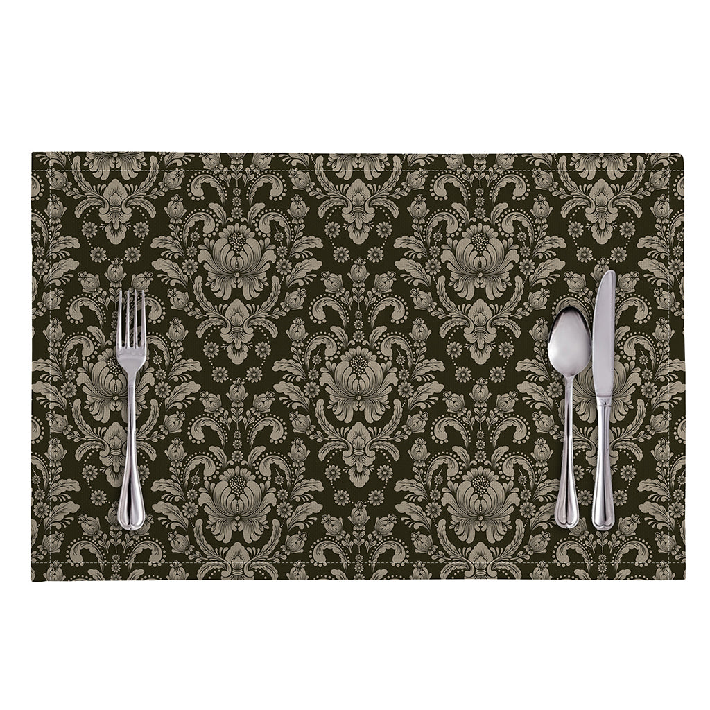 Brown Damask Pattern Print Placemat