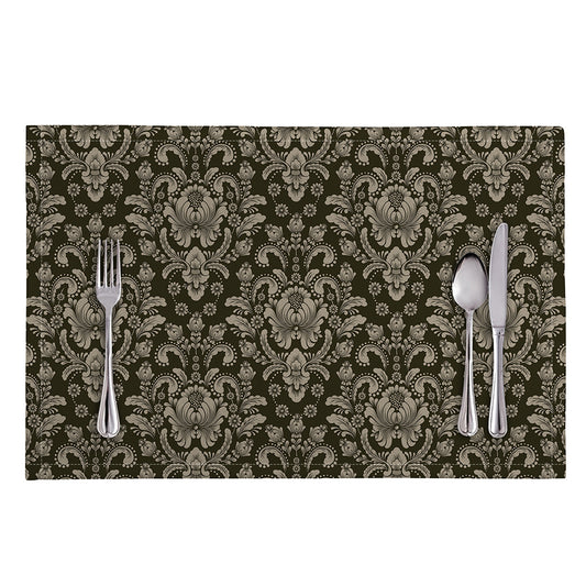 Brown Damask Pattern Print Placemat