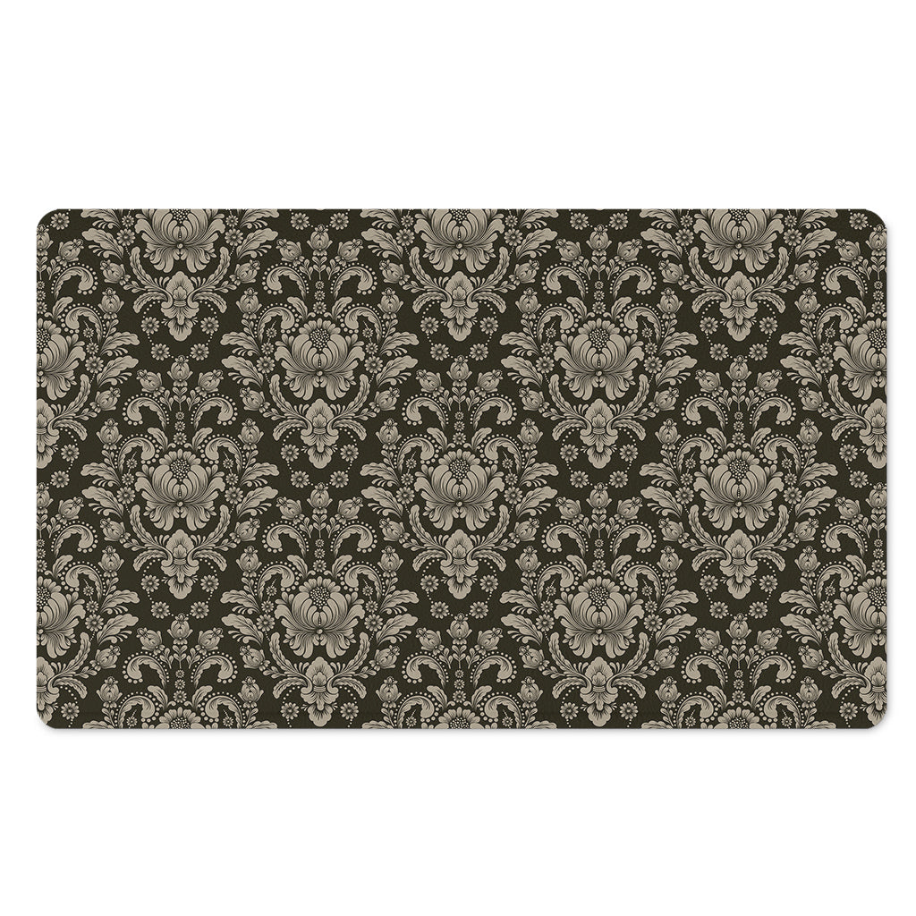 Brown Damask Pattern Print Polyester Doormat
