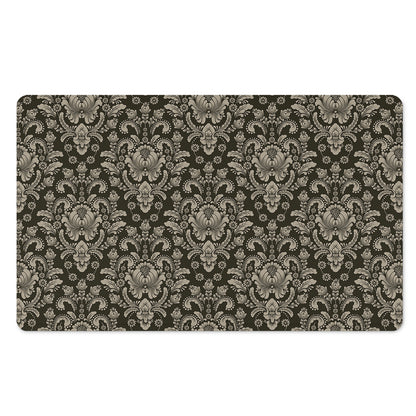Brown Damask Pattern Print Polyester Doormat