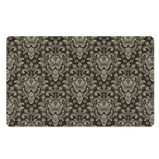 Brown Damask Pattern Print Polyester Doormat