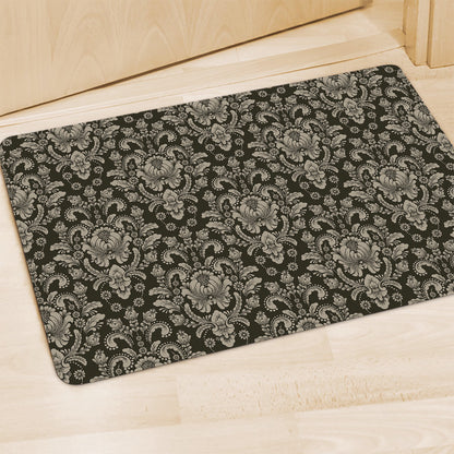Brown Damask Pattern Print Polyester Doormat