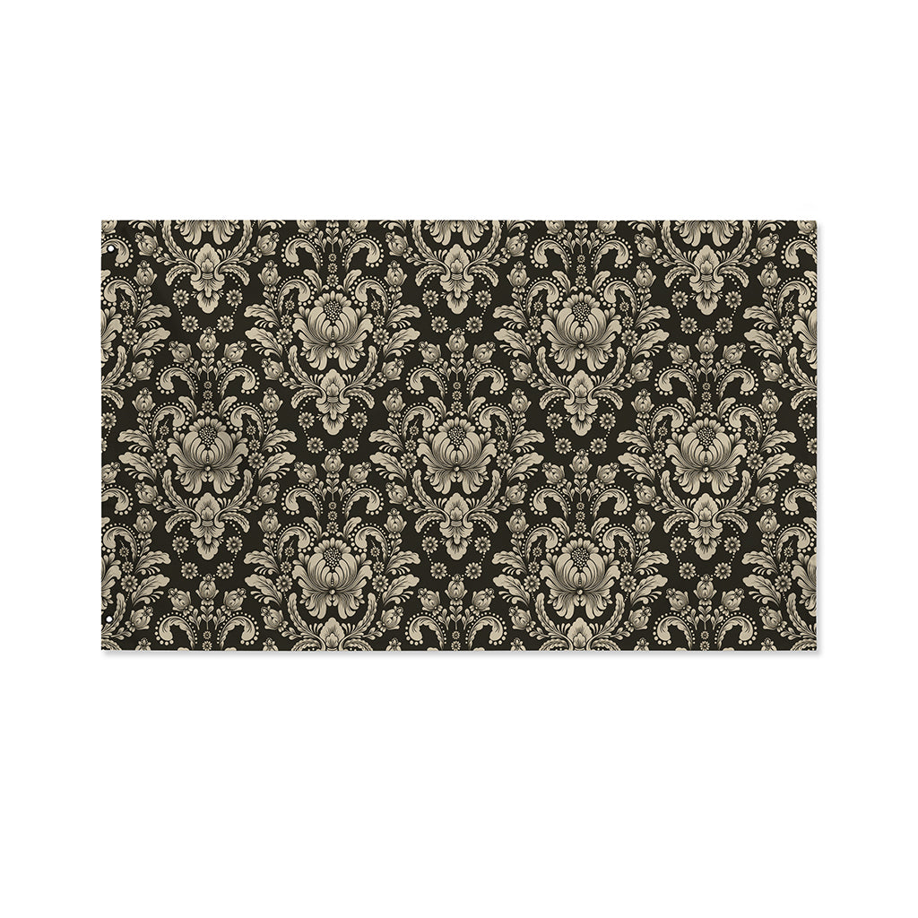 Brown Damask Pattern Print Polyester Flag