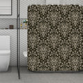 Brown Damask Pattern Print Polyester Shower Curtain