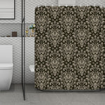 Brown Damask Pattern Print Polyester Shower Curtain