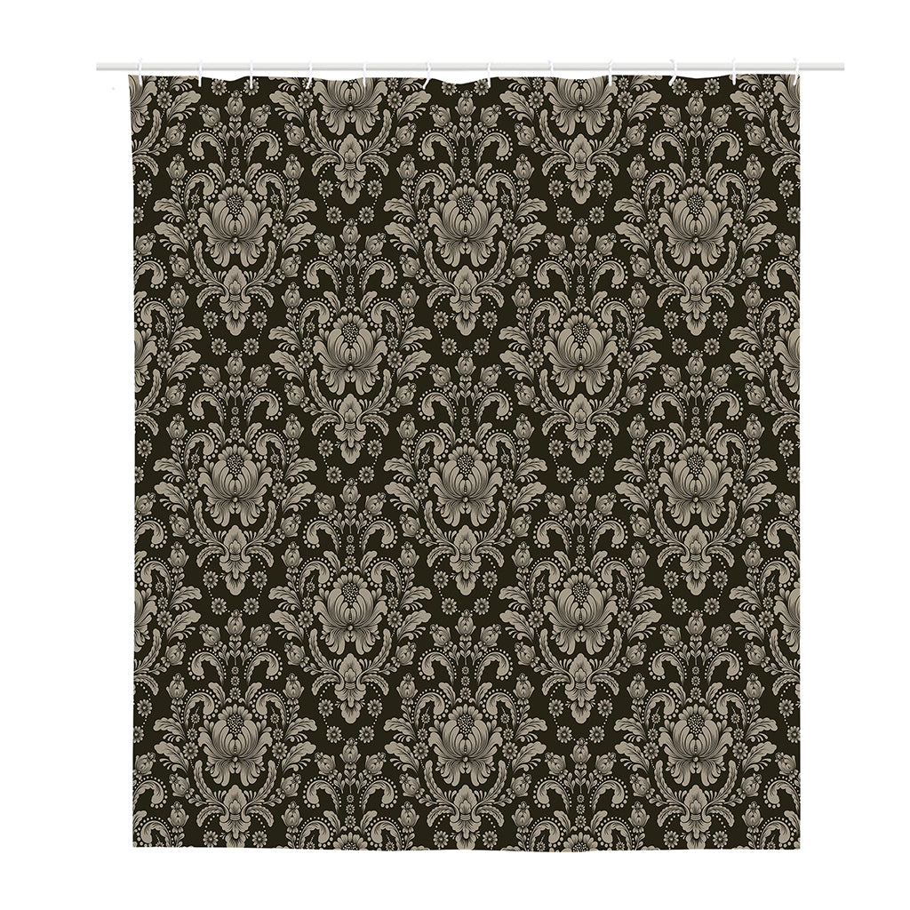 Brown Damask Pattern Print Polyester Shower Curtain