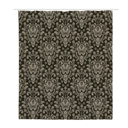 Brown Damask Pattern Print Polyester Shower Curtain
