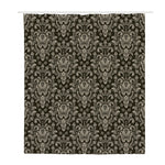 Brown Damask Pattern Print Polyester Shower Curtain