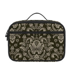 Brown Damask Pattern Print Portable Lunch Bag