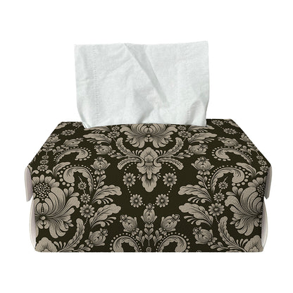 Brown Damask Pattern Print Rectangle Tissue Box Cover