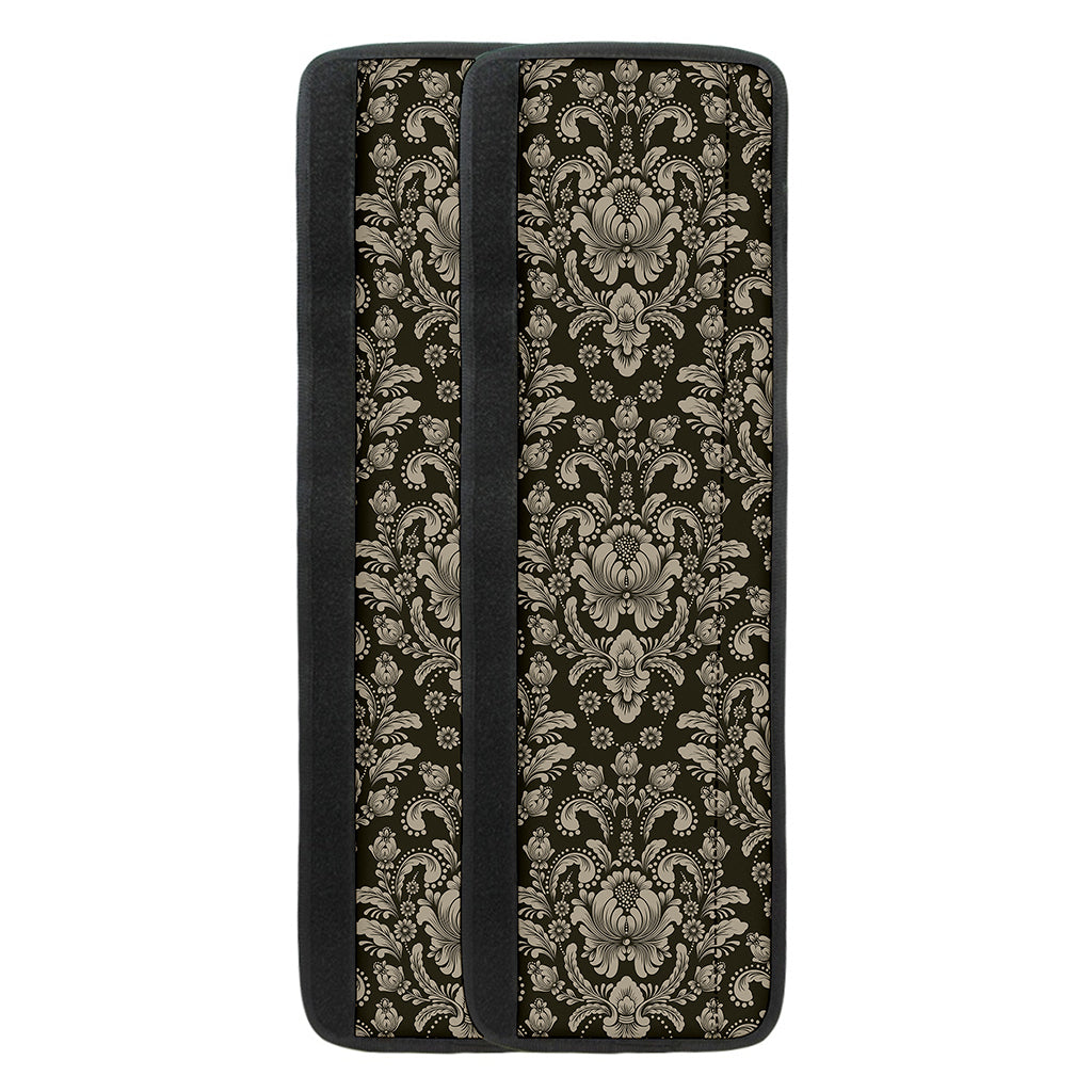 Brown Damask Pattern Print Refrigerator Handle Covers