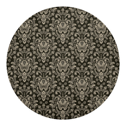 Brown Damask Pattern Print Round Blanket