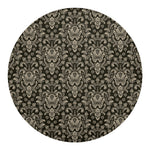 Brown Damask Pattern Print Round Blanket