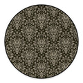 Brown Damask Pattern Print Round Floor Mat