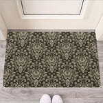 Brown Damask Pattern Print Rubber Doormat