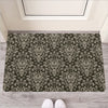 Brown Damask Pattern Print Rubber Doormat
