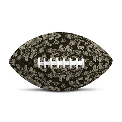 Brown Damask Pattern Print Rugby Ball