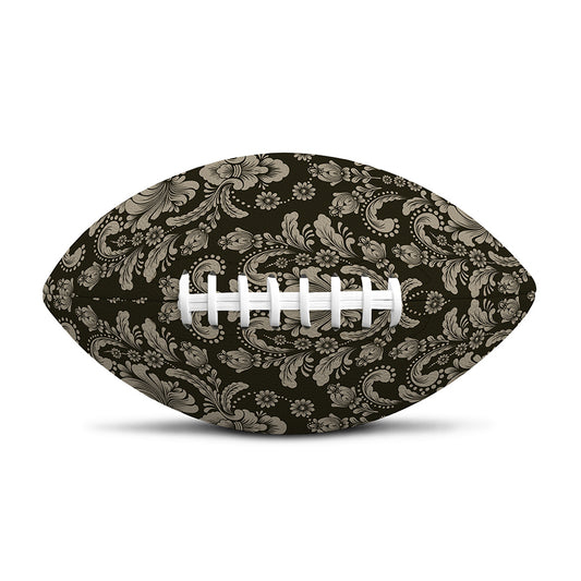 Brown Damask Pattern Print Rugby Ball