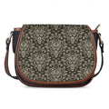 Brown Damask Pattern Print Saddle Bag