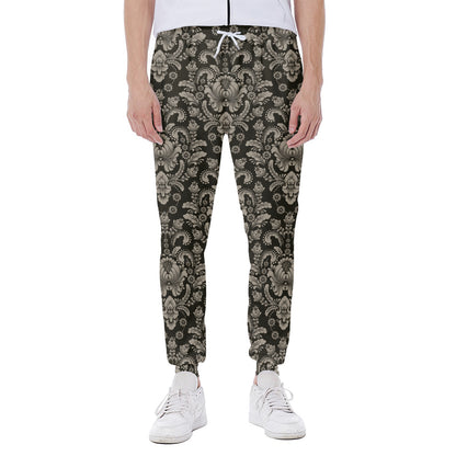 Brown Damask Pattern Print Scuba Joggers
