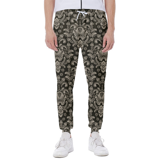 Brown Damask Pattern Print Scuba Joggers
