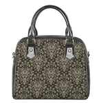 Brown Damask Pattern Print Shoulder Handbag