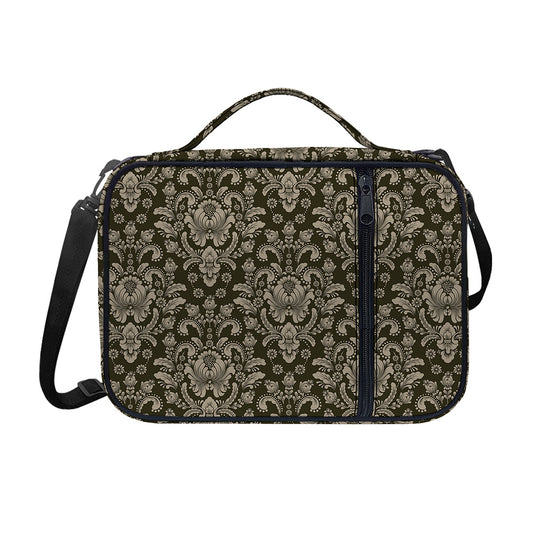 Brown Damask Pattern Print Shoulder Strap Bible Bag