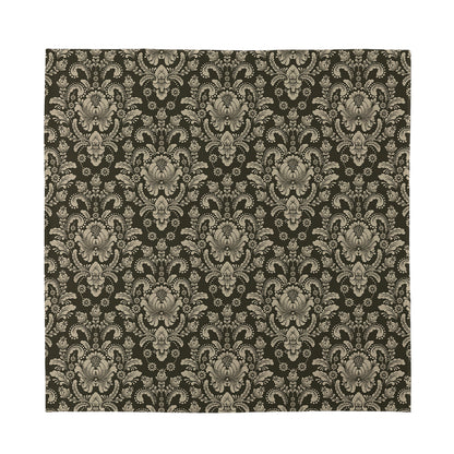 Brown Damask Pattern Print Silk Bandana