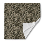 Brown Damask Pattern Print Silk Bandana