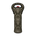 Brown Damask Pattern Print Single Neoprene Wine Tote